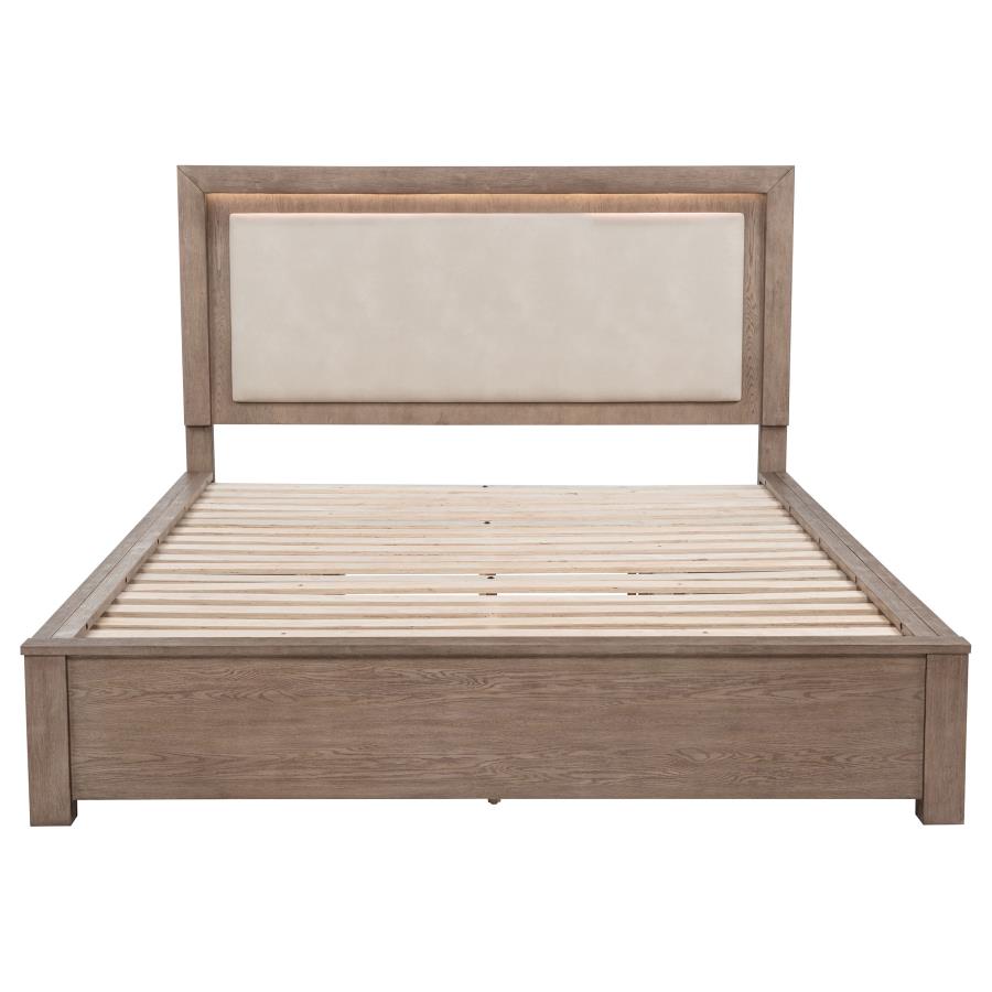 Kenora 56-inch Eastern King LED Storage Bed Barley Brown-zoom-6