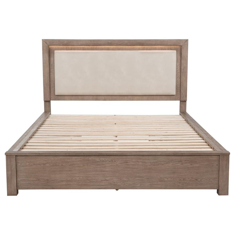 Kenora 56-inch Eastern King LED Storage Bed Barley Brown-zoom-