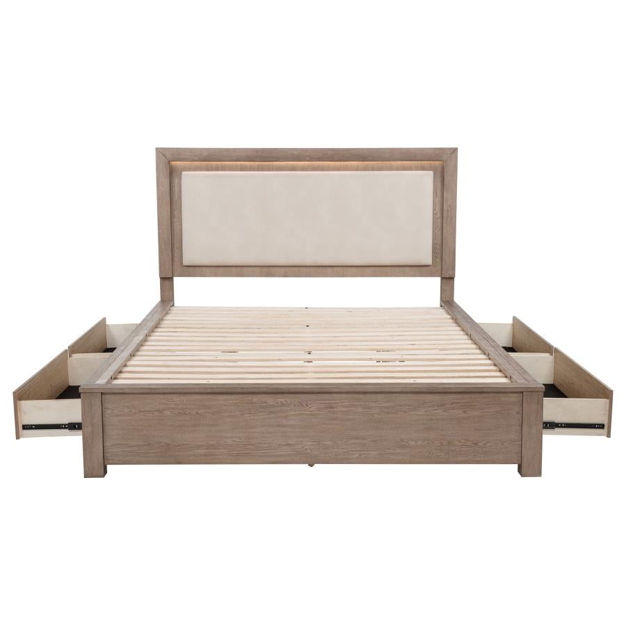 Kenora 56-inch Eastern King LED Storage Bed Barley Brown-zoom-7