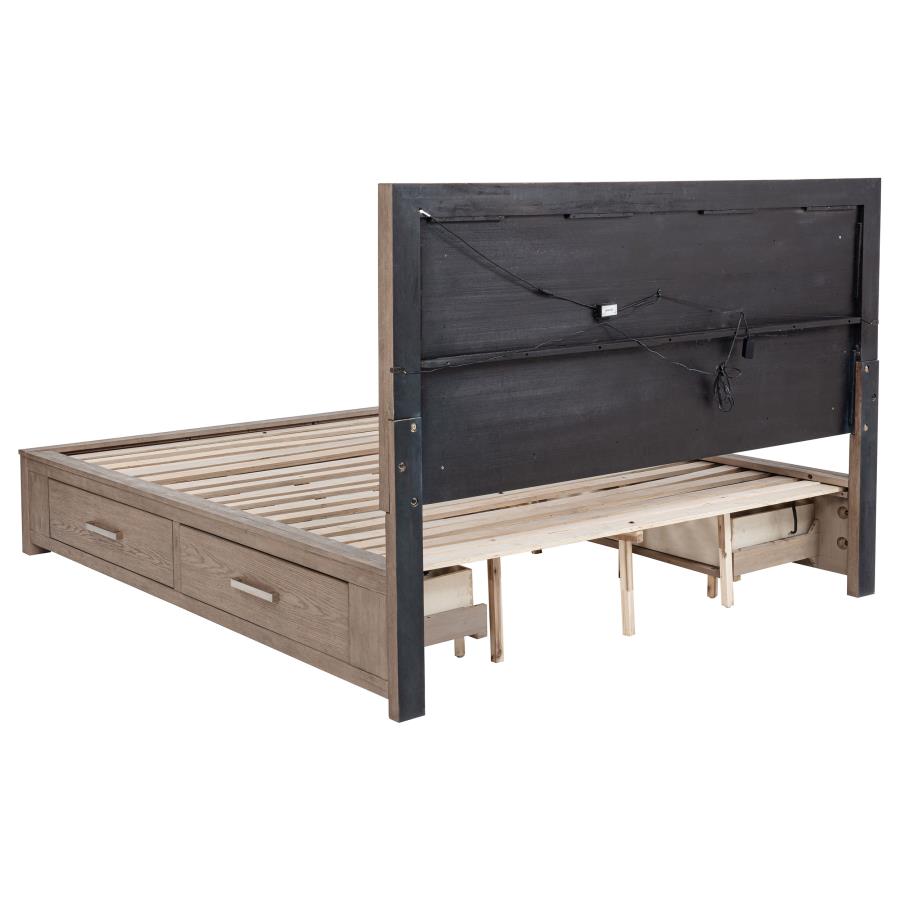 Kenora 56-inch Eastern King LED Storage Bed Barley Brown-zoom-8