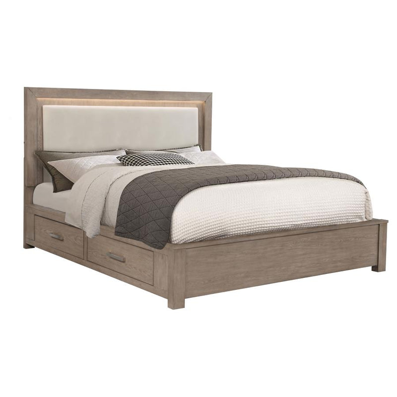 Kenora 56-inch California King LED Storage Bed Barley Brown-zoom-