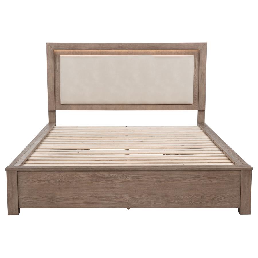 Kenora 56-inch California King LED Storage Bed Barley Brown-zoom-6