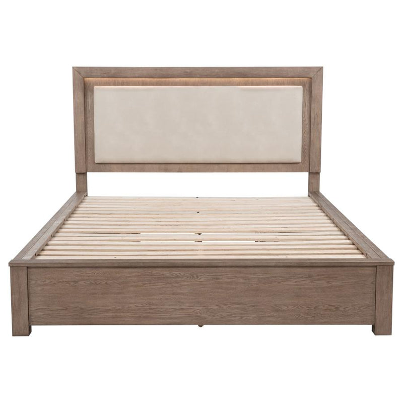 Kenora 56-inch California King LED Storage Bed Barley Brown-zoom-