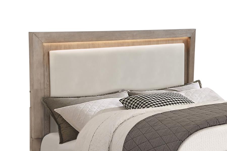 Kenora 56-inch California King LED Storage Bed Barley Brown-10