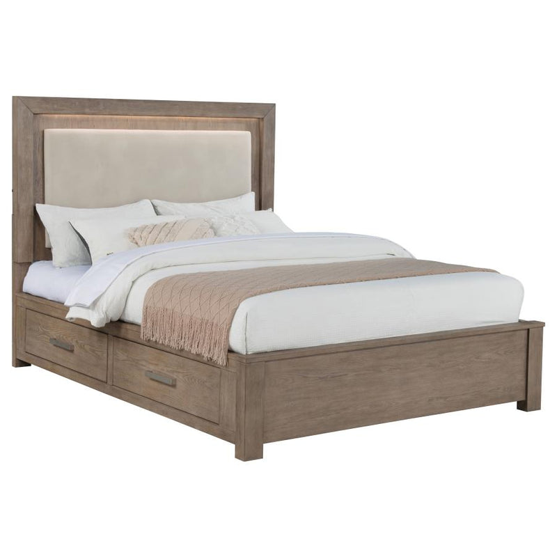 Kenora 56-inch Queen LED Storage Bed Barley Brown-zoom-