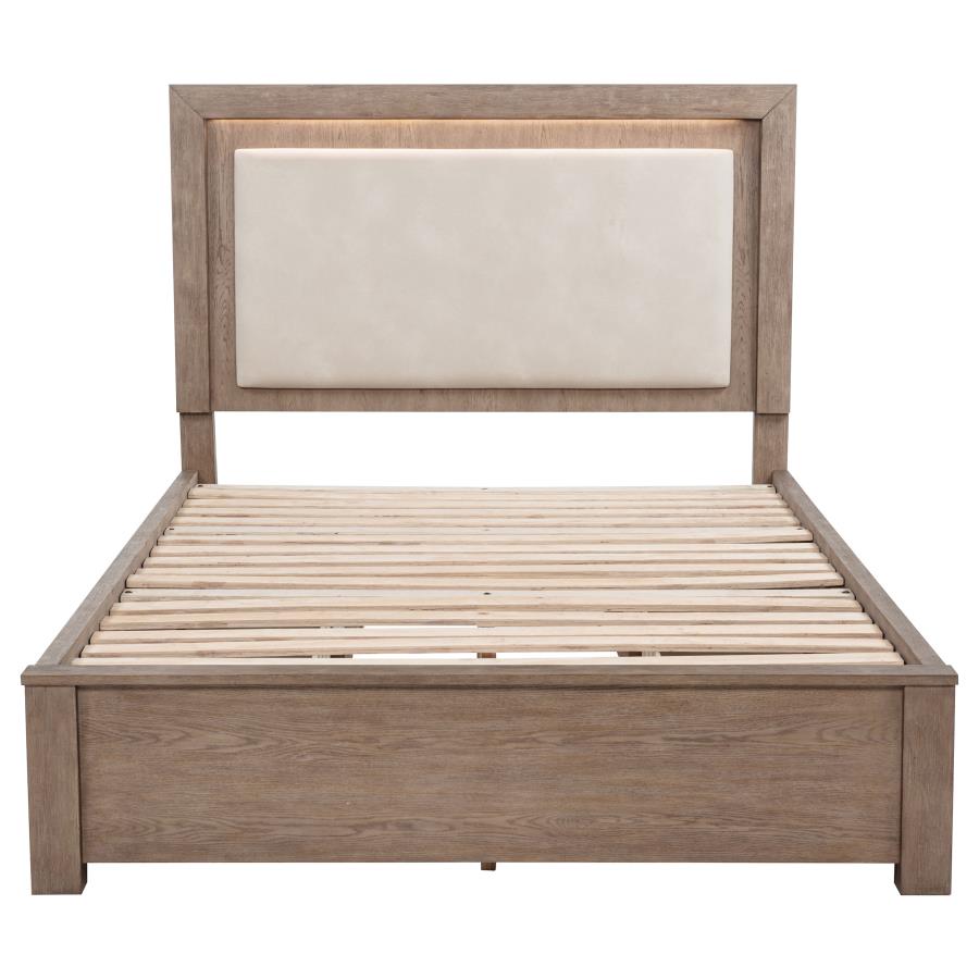 Kenora 56-inch Queen LED Storage Bed Barley Brown-6