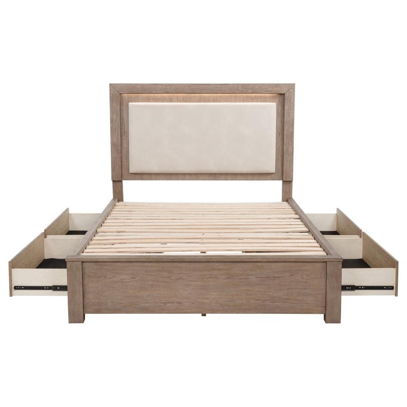 Kenora 56-inch Queen LED Storage Bed Barley Brown-zoom-