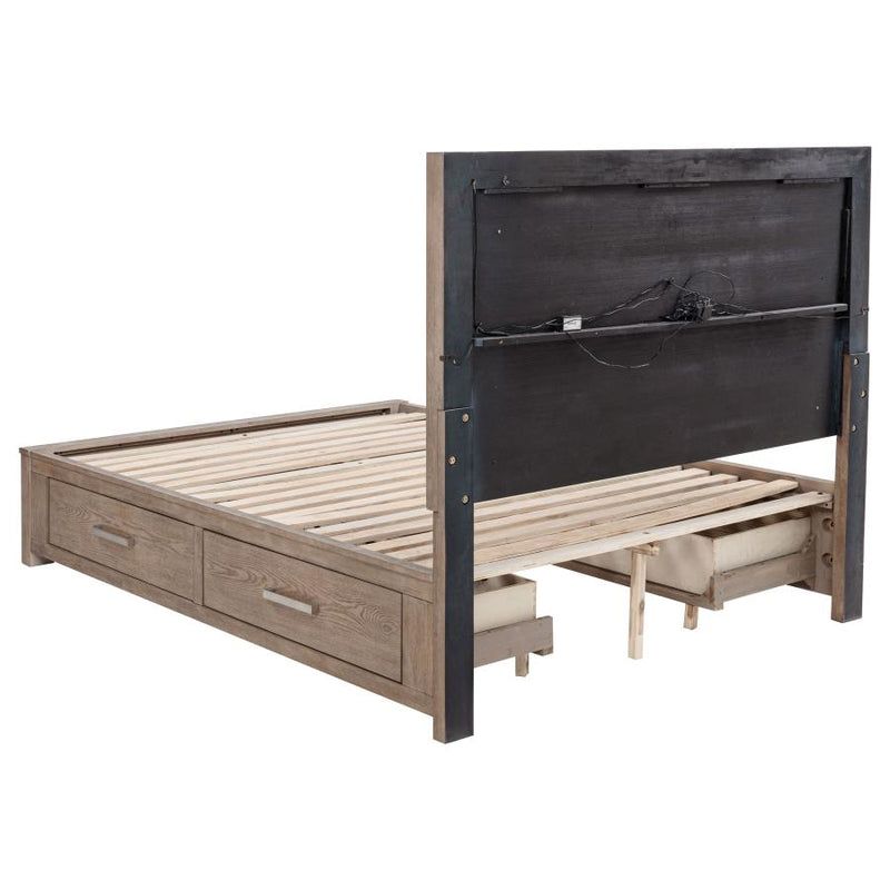 Kenora 56-inch Queen LED Storage Bed Barley Brown-zoom-