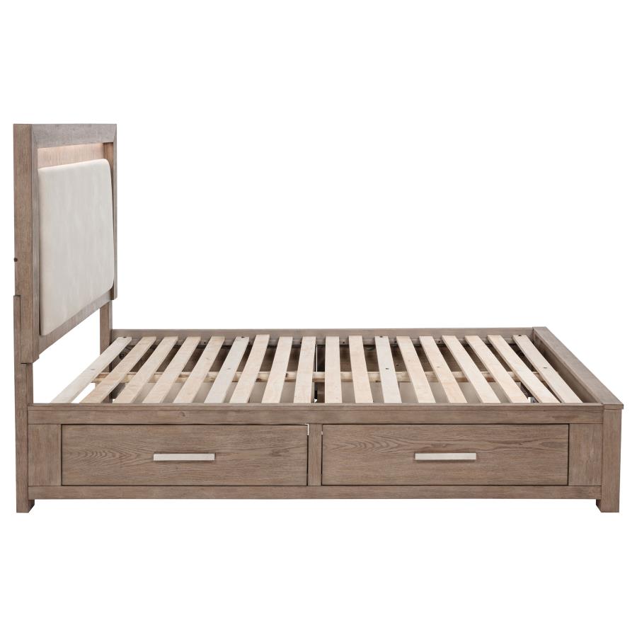 Kenora 56-inch Queen LED Storage Bed Barley Brown-9