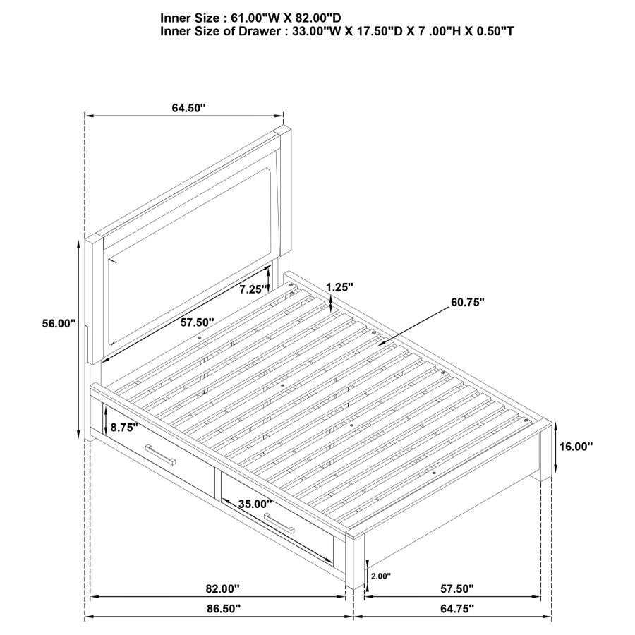 Kenora 56-inch Queen LED Storage Bed Barley Brown-zoom-14