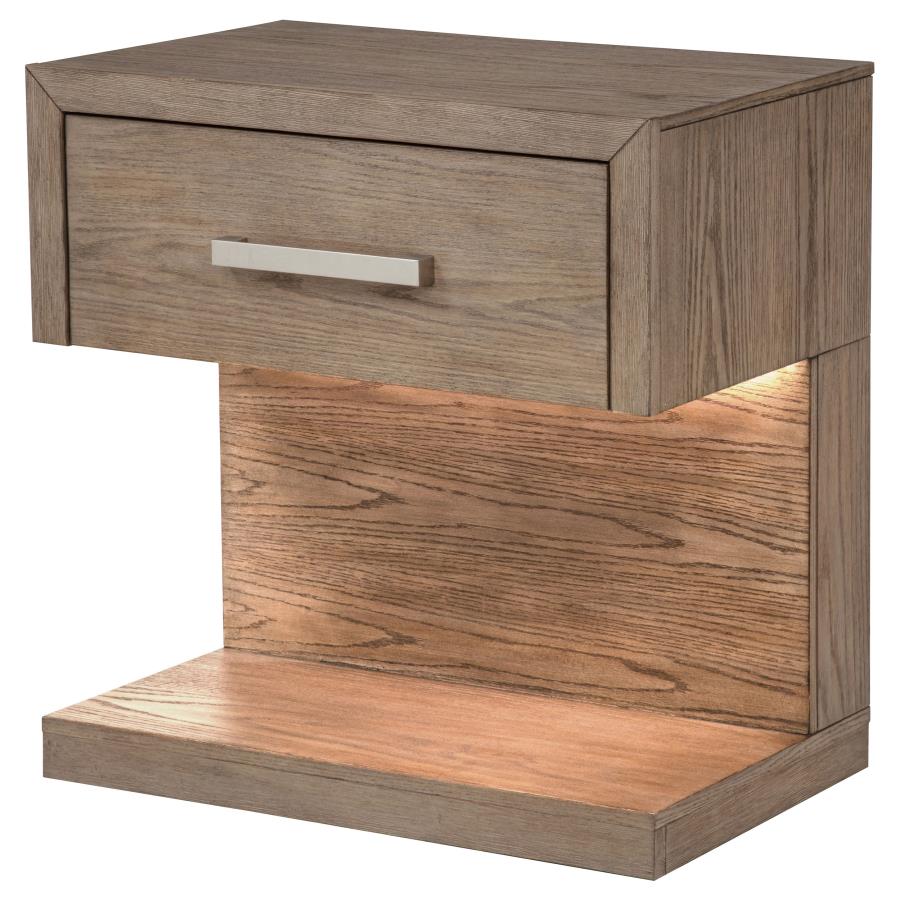 Kenora 1-drawer Nightstand Bedside Table Barley Brown-4