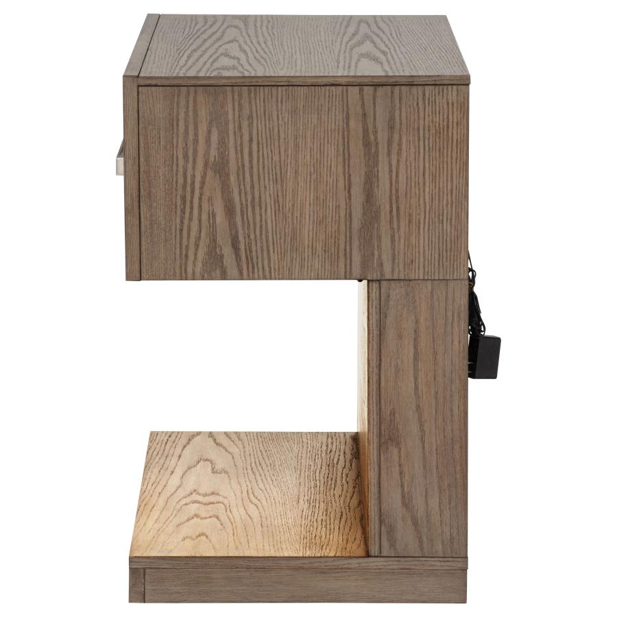 Kenora 1-drawer Nightstand Bedside Table Barley Brown-5