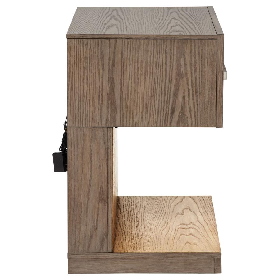 Kenora 1-drawer Nightstand Bedside Table Barley Brown-9