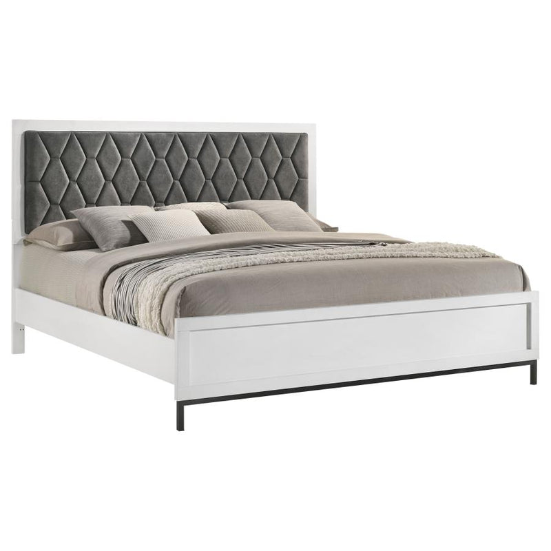 Sonora Eastern King Upholstered Panel Bed White-zoom-