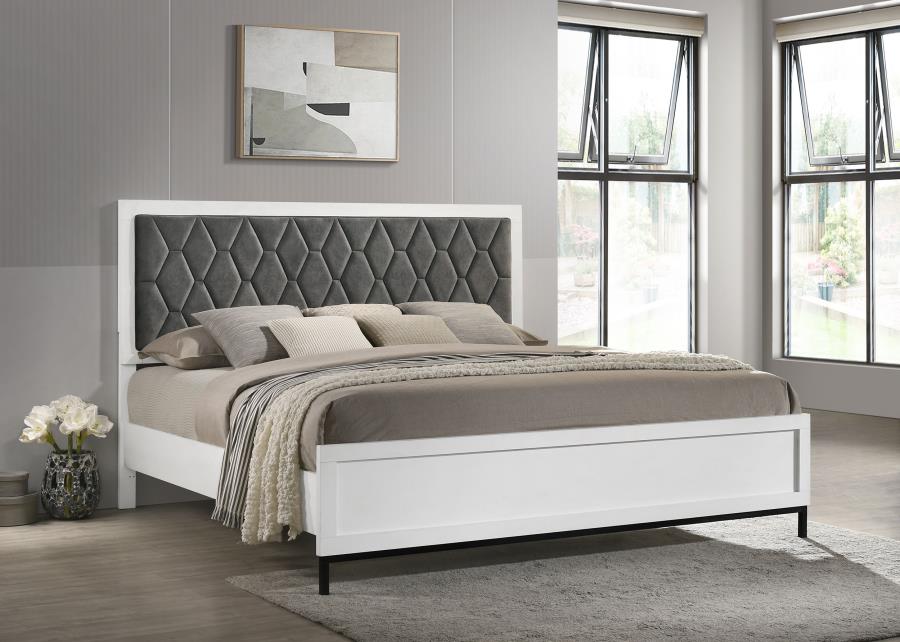 Sonora California King Upholstered Panel Bed White-zoom-2