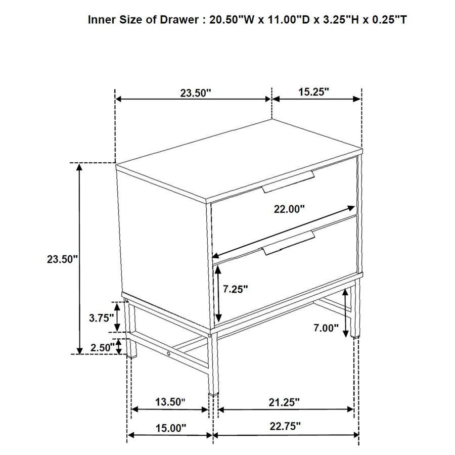 Sonora 2-drawer Nightstand Bedside Table White-zoom-13