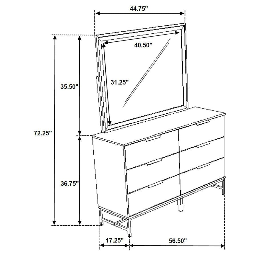 Sonora 6-drawer Dresser with Mirror White-12