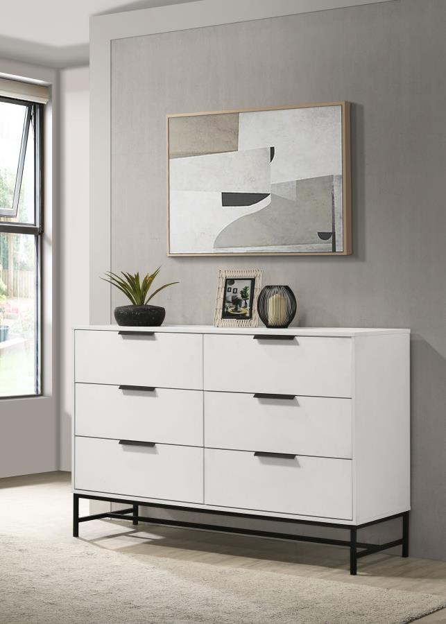 Sonora 6-drawer Bedroom Dresser White-zoom-