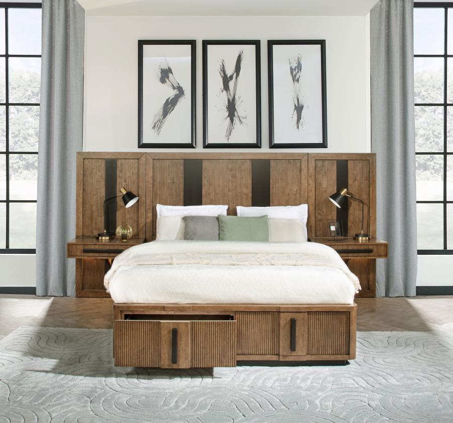 Terrace Queen Wall Panel Storage Bed Ash Brown-2