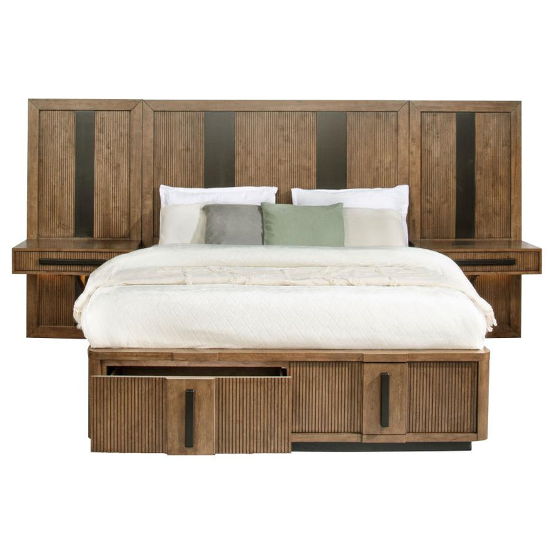 Terrace Queen Wall Panel Storage Bed Ash Brown-zoom-