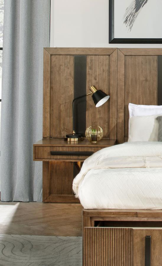 Terrace Queen Wall Panel Storage Bed Ash Brown-zoom-