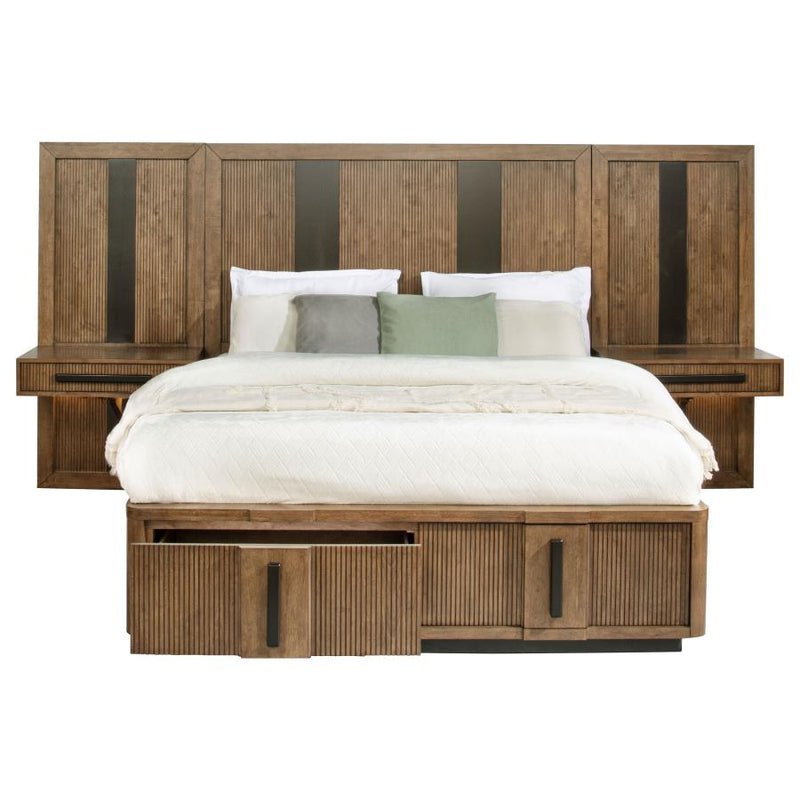 Terrace 2-piece Wall Panel with Nightstand Set Ash Brown-zoom-