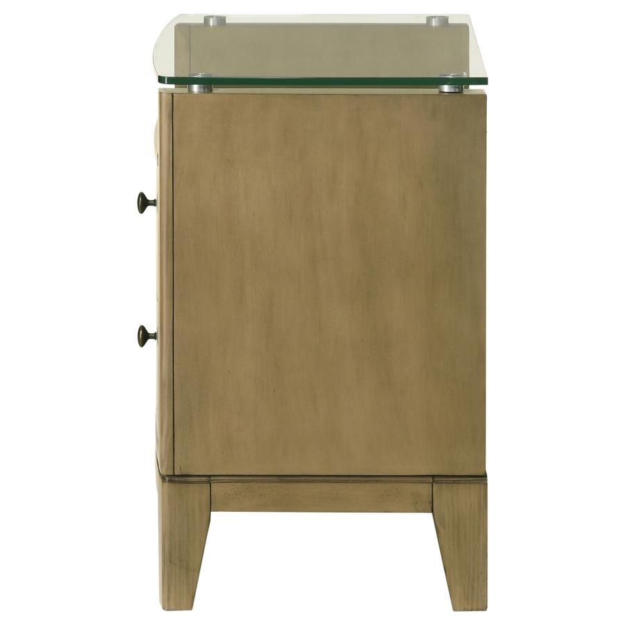 Granada 2-drawer Glass Top Nightstand Natural Pine-zoom-5