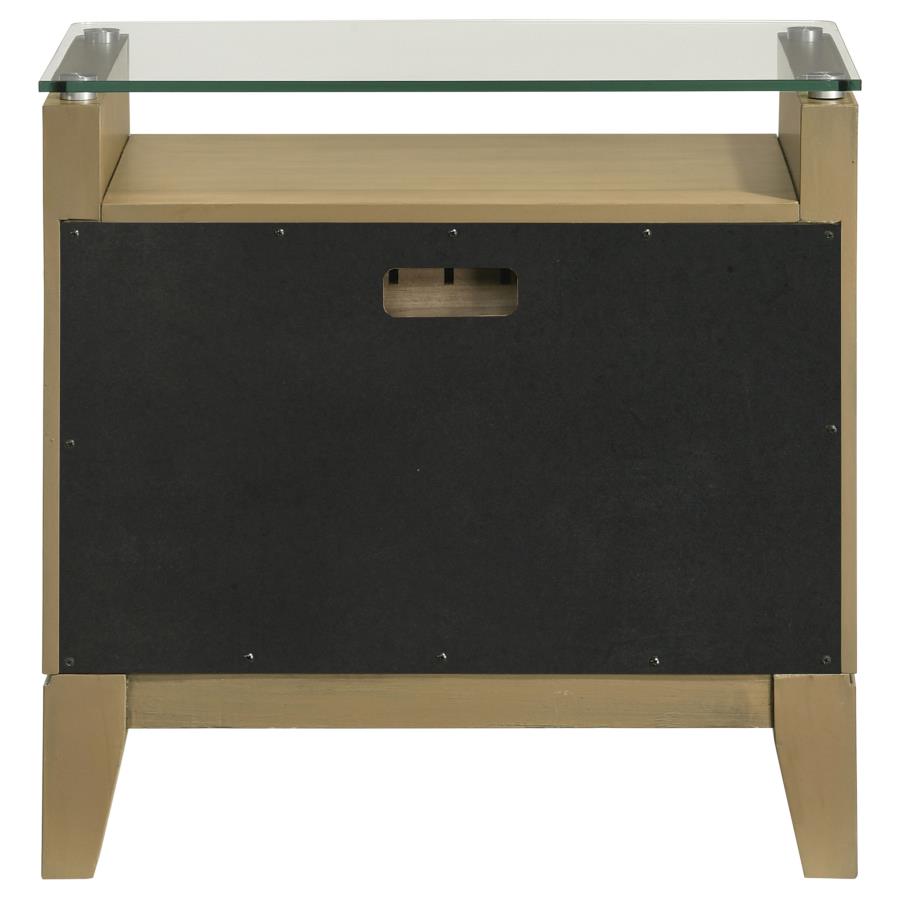 Granada 2-drawer Glass Top Nightstand Natural Pine-zoom-7