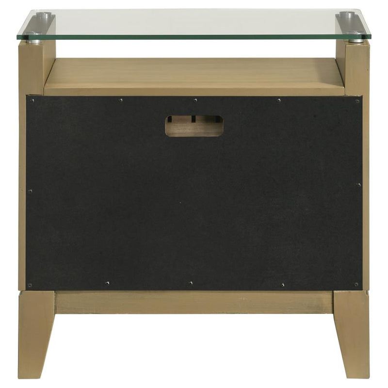 Granada 2-drawer Glass Top Nightstand Natural Pine-zoom-