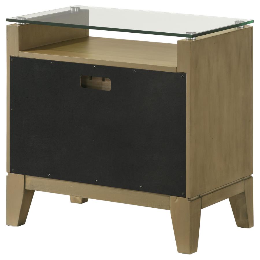 Granada 2-drawer Glass Top Nightstand Natural Pine-zoom-8