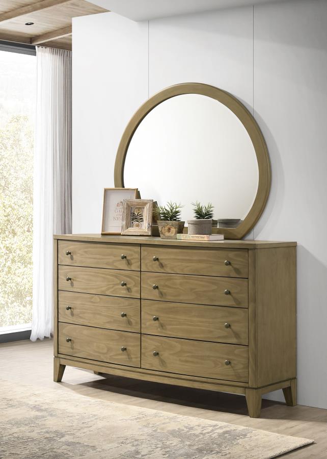 Granada 8-drawer Dresser and Mirror Natural Pine-2