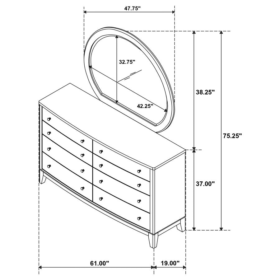 Granada 8-drawer Dresser and Mirror Natural Pine-zoom-13