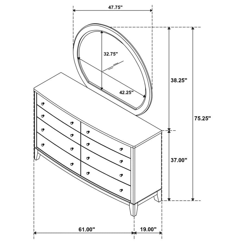 Granada 8-drawer Dresser and Mirror Natural Pine-zoom-