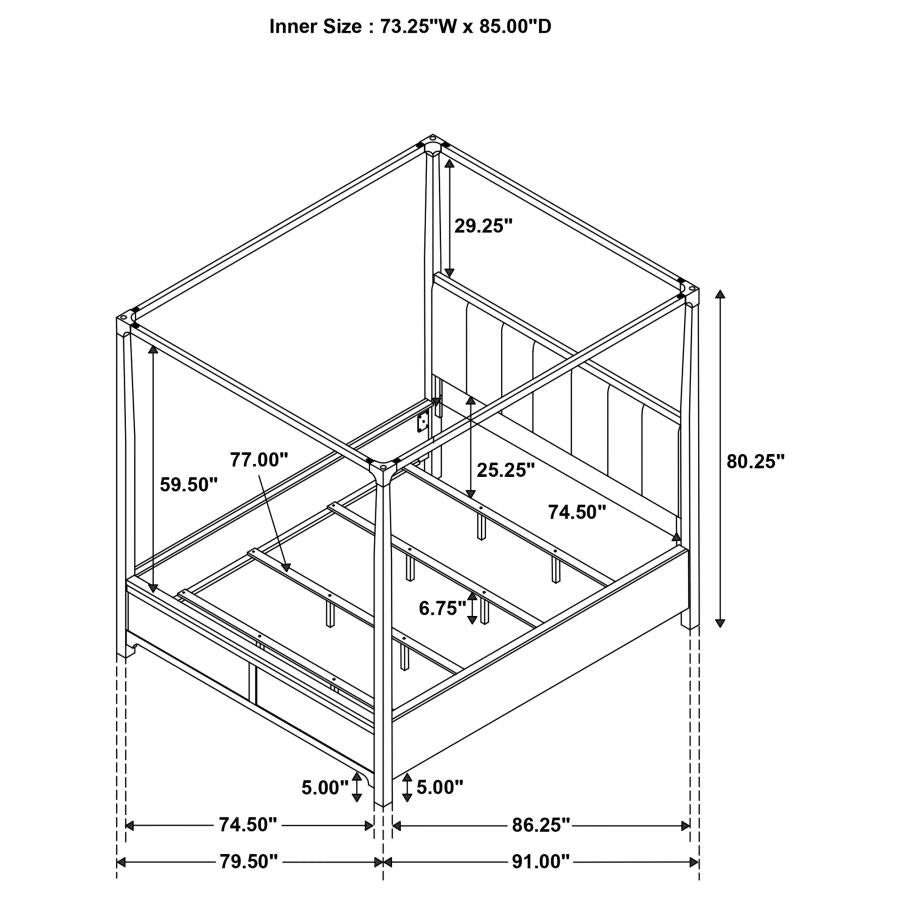 Gran Park California King Four Poster Canopy Bed Dark Cocoa-zoom-9