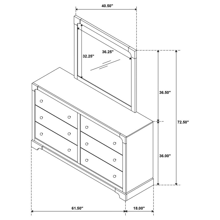 Gran Park 6-drawer Dresser and Mirror Dark Cocoa-13