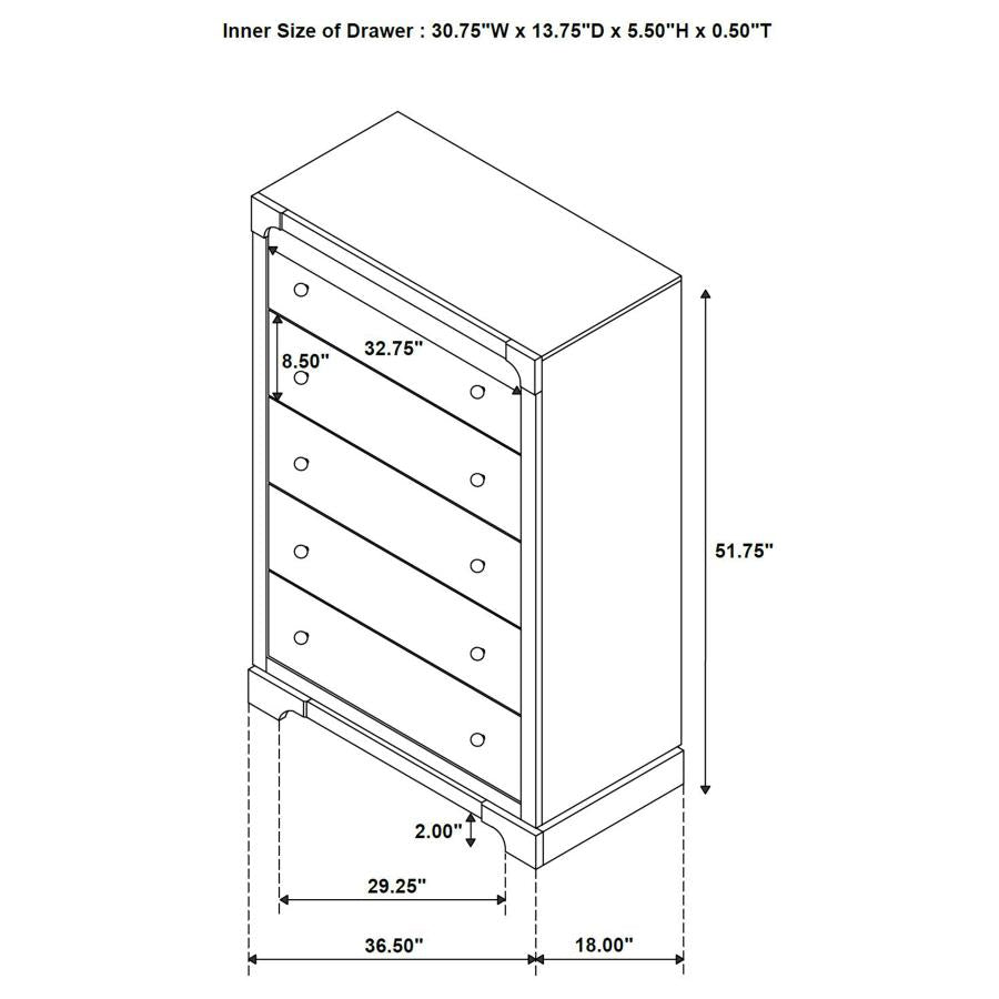 Gran Park 5-drawer Bedroom Chest of Drawers Dark Cocoa-zoom-12