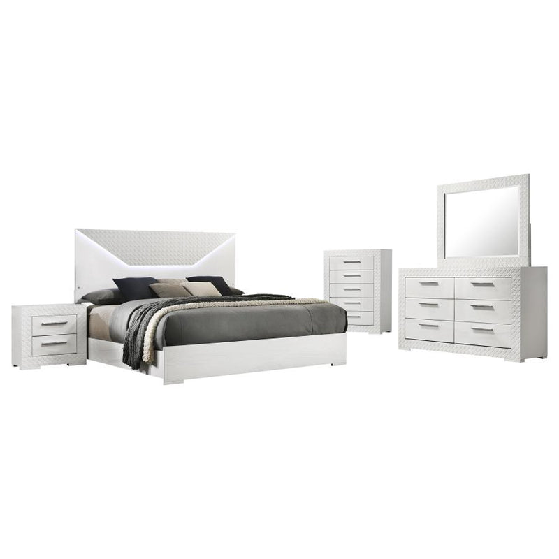 Ives 5-piece Eastern King Bedroom Set White High Gloss-zoom-