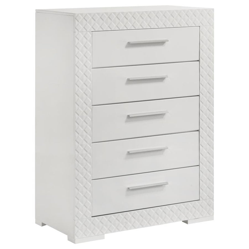 Ives 5-piece Eastern King Bedroom Set White High Gloss-zoom-
