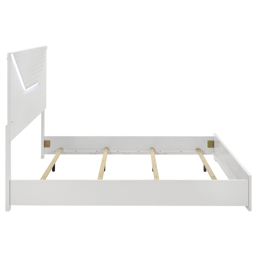Ives Eastern King Panel Bed LED Headboard White High Gloss-zoom-6