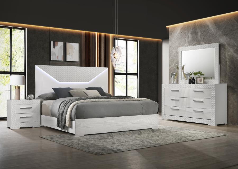 Ives 4-piece Queen Bedroom Set White High Gloss-zoom-1