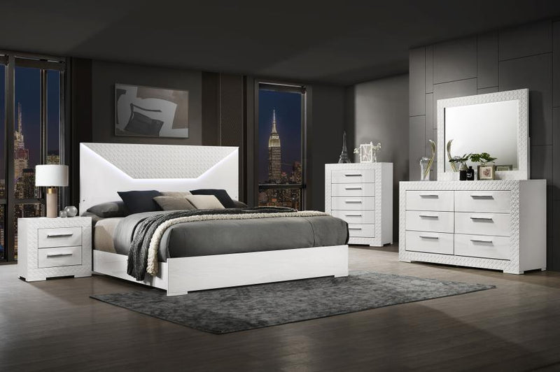 Ives 5-piece Queen Bedroom Set White High Gloss-zoom-