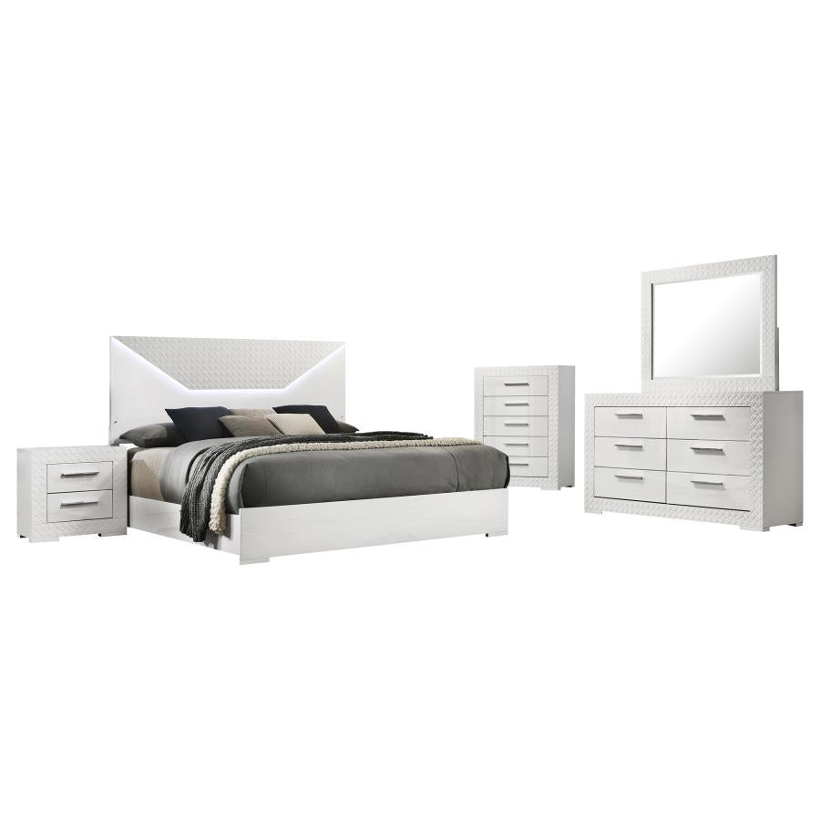 Ives 5-piece Queen Bedroom Set White High Gloss-2