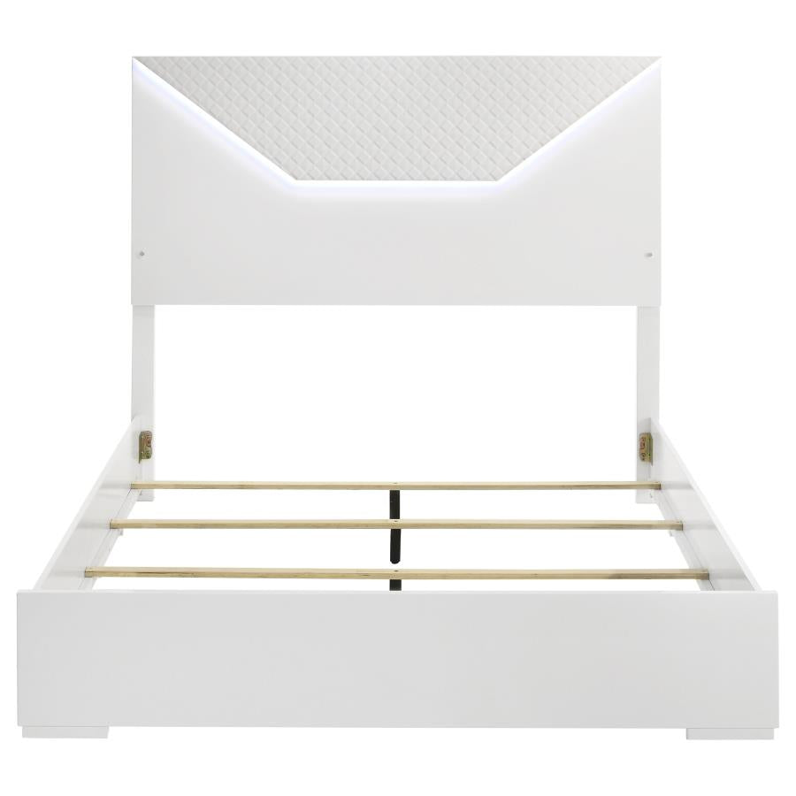 Ives Queen Panel Bed LED Headboard White High Gloss-zoom-4
