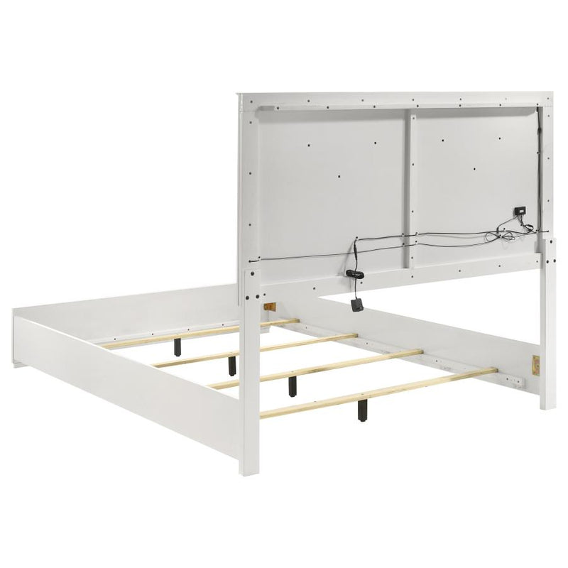 Ives Queen Panel Bed LED Headboard White High Gloss-zoom-