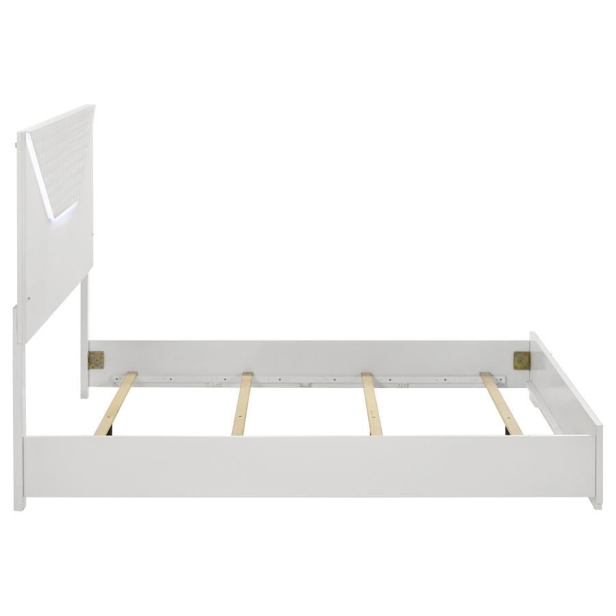 Ives Queen Panel Bed LED Headboard White High Gloss-6