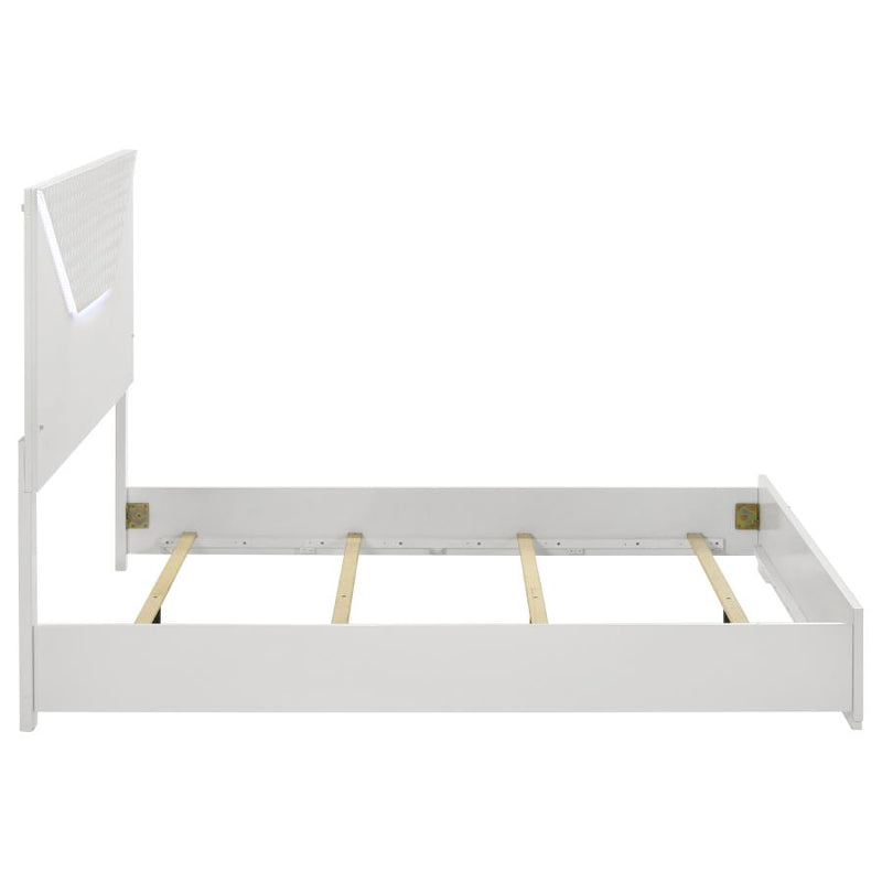 Ives Queen Panel Bed LED Headboard White High Gloss-zoom-