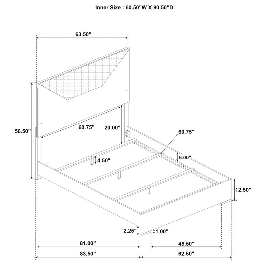 Ives Queen Panel Bed LED Headboard White High Gloss-9