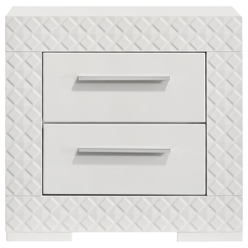 Ives 2-drawer Nightstand Bedside Table White High Gloss-zoom-