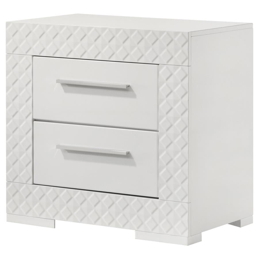 Ives 2-drawer Nightstand Bedside Table White High Gloss-zoom-4