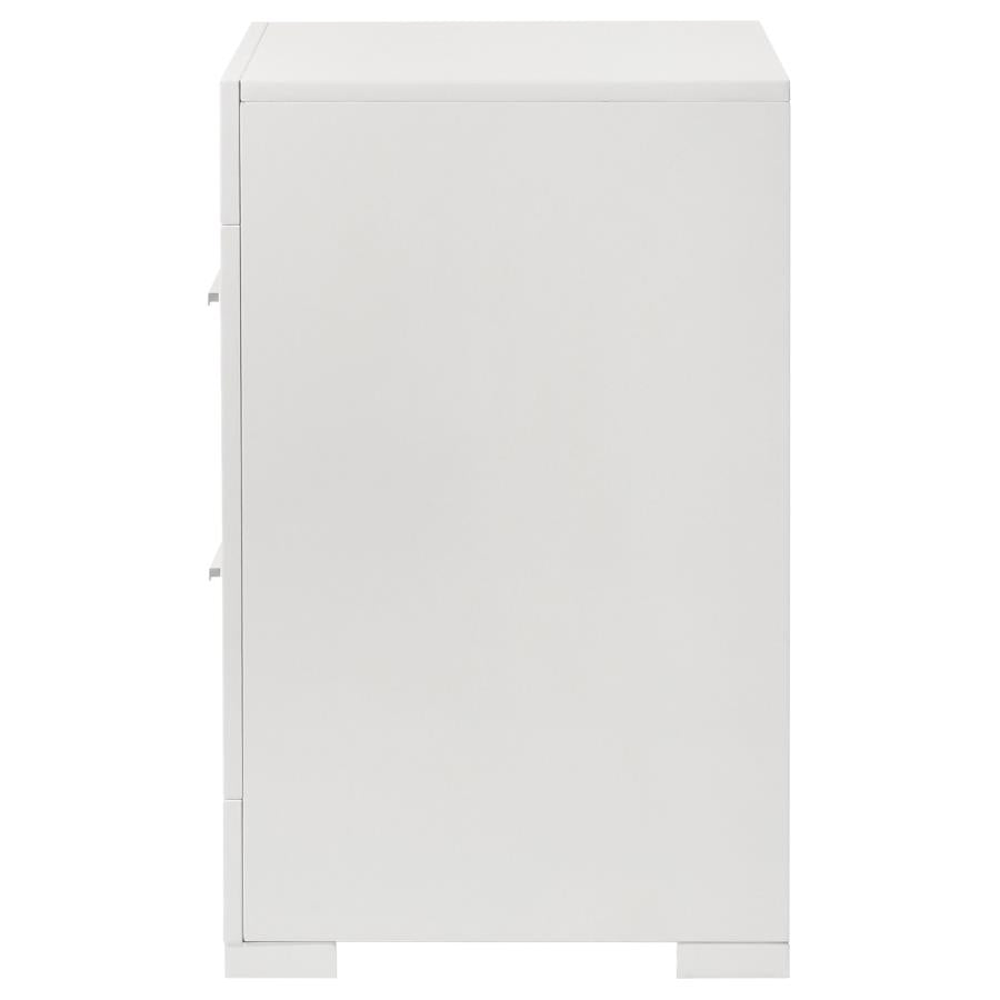 Ives 2-drawer Nightstand Bedside Table White High Gloss-zoom-5